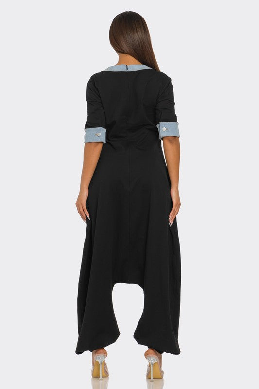 Naveah Denim Trim Jumpsuit