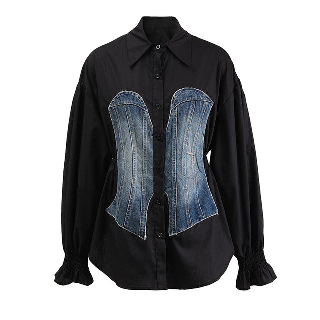 Harper Denim Panel Top