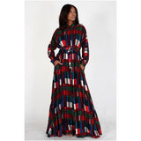 Madison Color Block Plaid Maxi Dress (Red) - Ariya's Apparel and Accessories