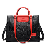 Two Tone Vegan Letter'd Satchel - Ariya's Apparel and Accessories