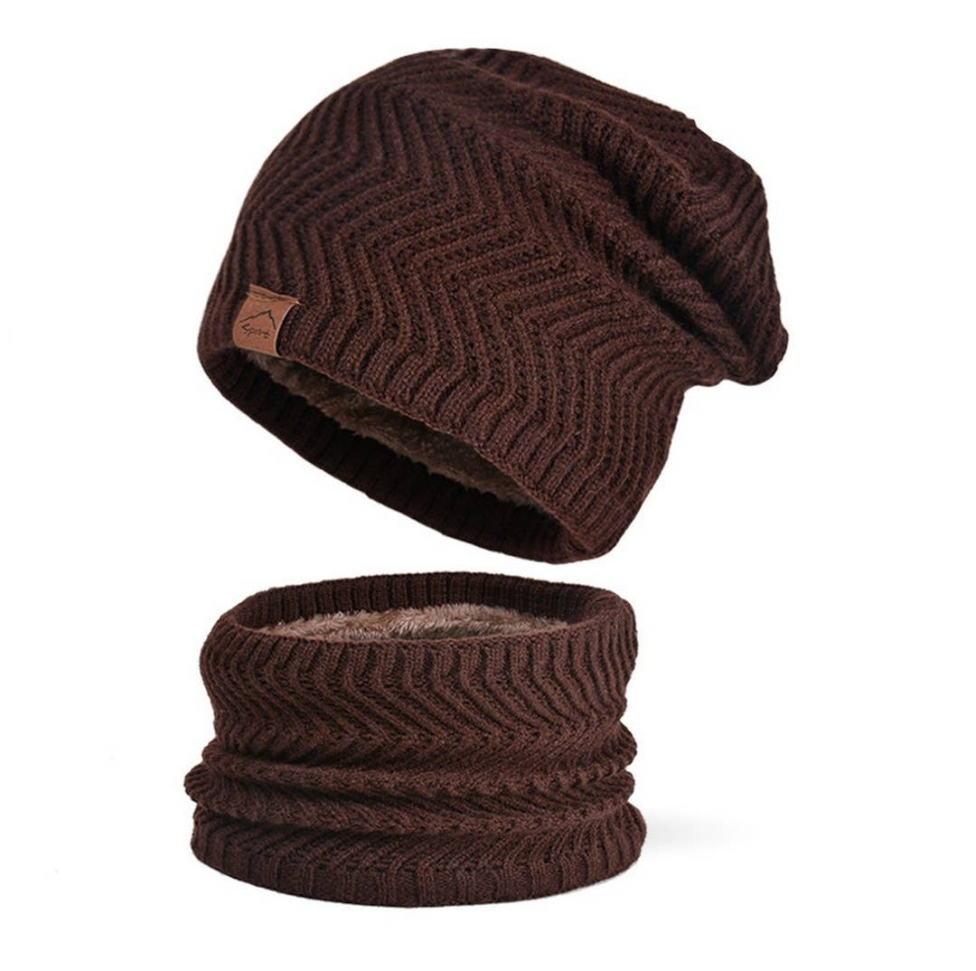 Outdoor Knitted Hat and Scarf Two-Piece