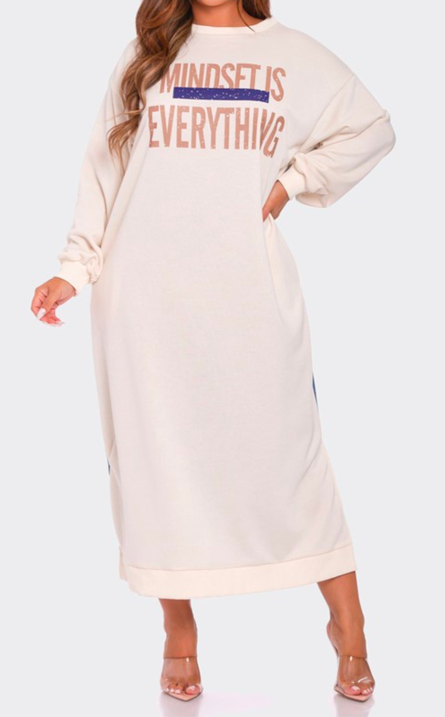 Mindset Is Everything Denim Shirt Dress Cream / O/S Mindset Is Everything Denim Shirt Dress Cream / O/S