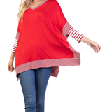 Carmin Poncho Knit Top (Red) - Ariya's Apparel and Accessories
