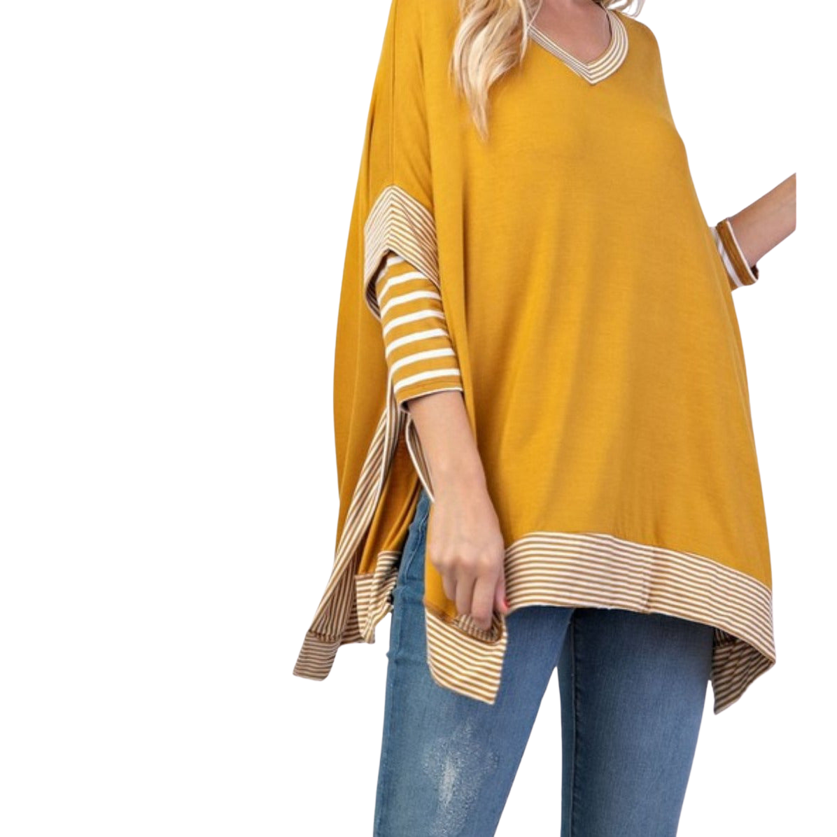 Carmin Poncho Knit Top (Mustard) - Ariya's Apparel and Accessories