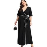 Contrast Binding Maxi Dress (Black & White) - Ariya's Apparel and Accessories