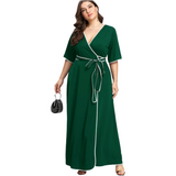 Contrast Binding Maxi Dress (Green & White) - Ariya's Apparel and Accessories