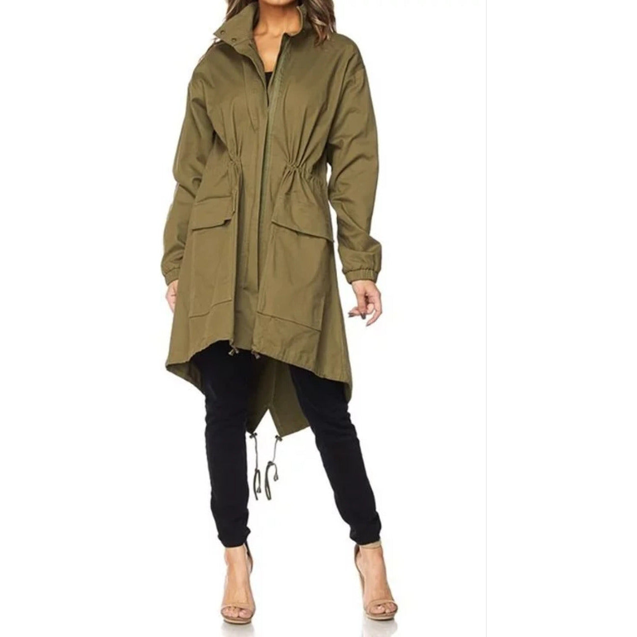 Oversized Cargo Jacket (Olive) - Ariya's Apparel and Accessories