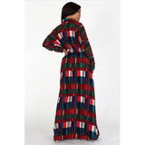 Madison Color Block Plaid Maxi Dress (Red) - Ariya's Apparel and Accessories