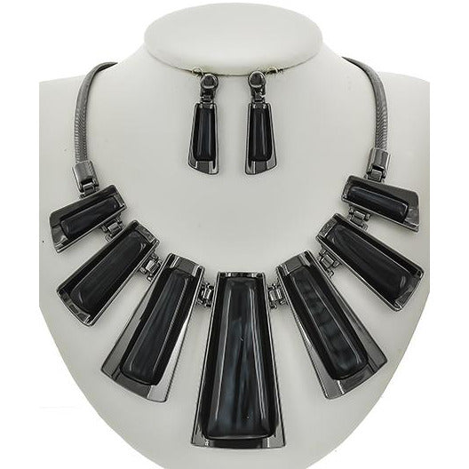 Grace Necklace Set (Black/Hematite) - Ariya's Apparel and Accessories