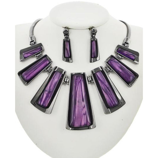 Grace Necklace Set (Purple/Hematite) Ariya's Apparel and Accessories