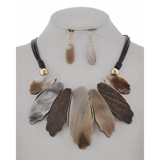 Maya Necklace & Earring Set (Brown) - Ariya's Apparel and Accessories