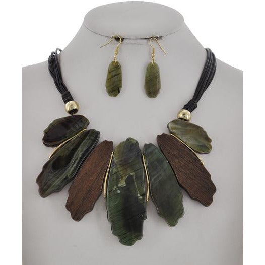 Maya Necklace & Earring Set (Olive) - Ariya's Apparel and Accessories