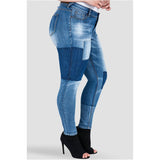 Patchwork Stretch Skinny Denim Jeans - Ariya's Apparel and Accessories