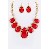 Red Teardrop Necklace & Earring Set - Ariya's Apparel and Accessories