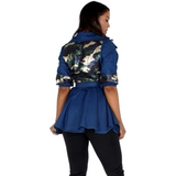 Denim (Blue)  Embellished Peplum Jacket - Ariya's Apparel and Accessories