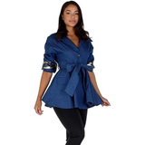 Denim (Blue)  Embellished Peplum Jacket