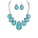 Turquoise Teardrop Necklace & Earring Set - Ariya's Apparel