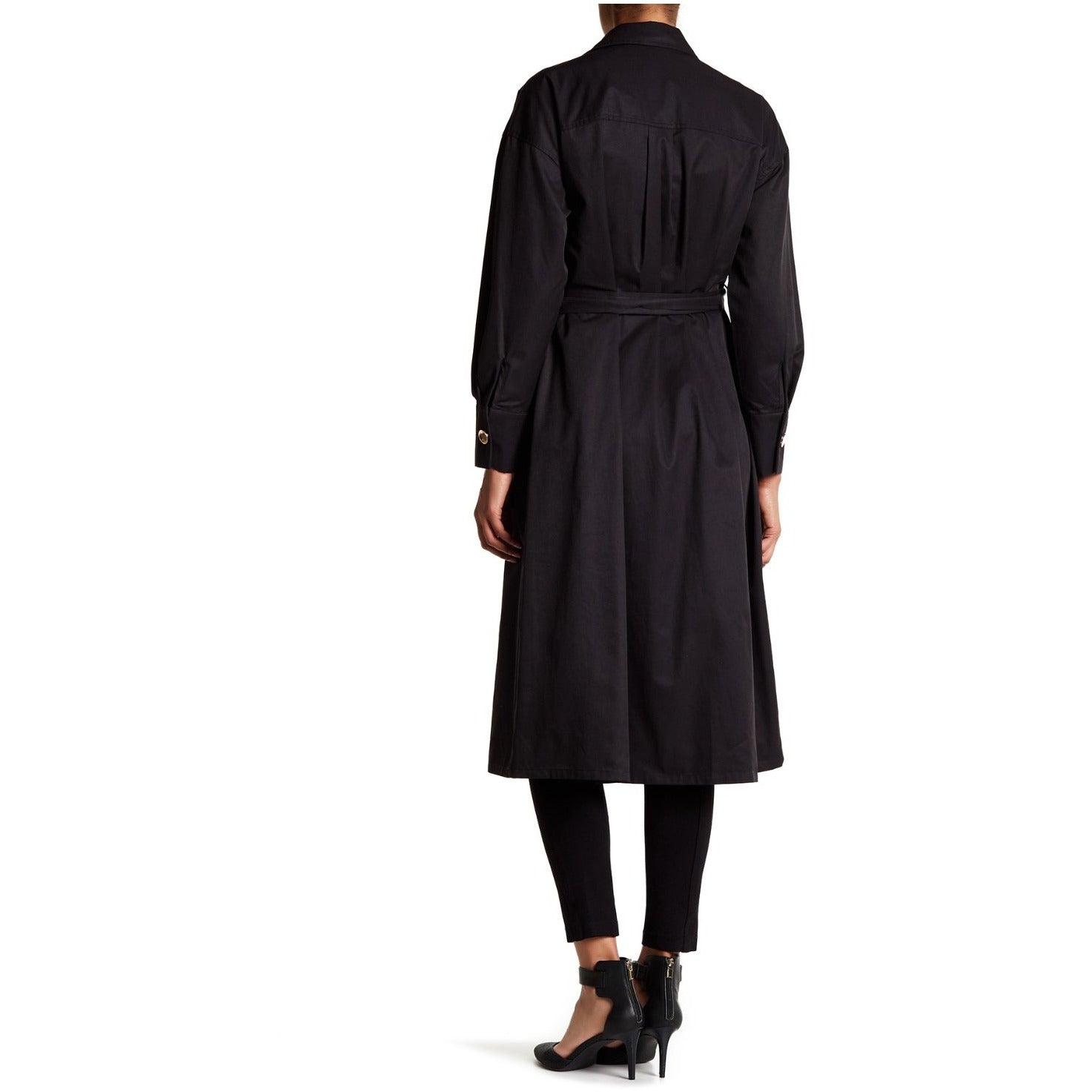 4 Pocket Columbo Style Ladies Trench Coat (Black) - Ariya's Apparel