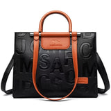 Two Tone Vegan Letter'd Satchel - Ariya's Apparel and Accessories