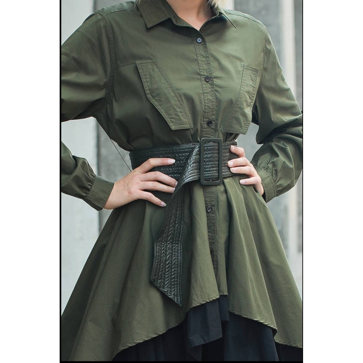 Jocelyn Faux Leather Tunic/Dress Olive / M Jocelyn Faux Leather Tunic/Dress Olive / M