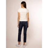 White Tshirt w/ Denim Floral Design - Ariya's Apparel and Accessories